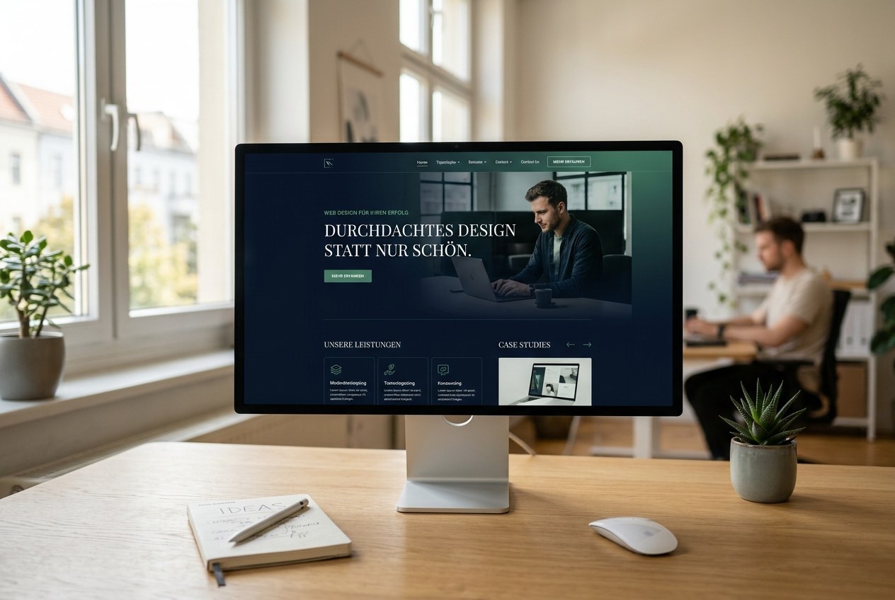 Schickes, durchdachtes Webdesign auf modernem Bildschirm
